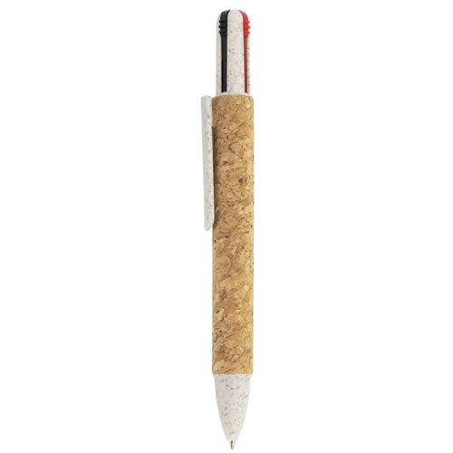 Stylo 4 couleurs en liège et fibre de blé Yako