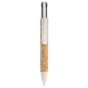 Stylo 4 couleurs en liège et fibre de blé Yako