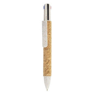 Stylo 4 couleurs en liège et fibre de blé Yako