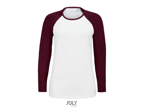 T-shirt femme bicolore manches longues raglan Sols Milky LSL
