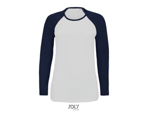 T-shirt femme bicolore manches longues raglan Sols Milky LSL