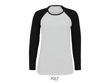 Charger l&#39;image dans la galerie, T-shirt femme bicolore manches longues raglan Sols Milky LSL