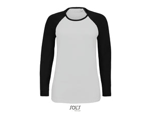 T-shirt femme bicolore manches longues raglan Sols Milky LSL