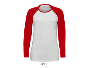 T-shirt femme bicolore manches longues raglan Sols Milky LSL