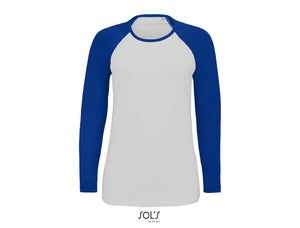 T-shirt femme bicolore manches longues raglan Sols Milky LSL