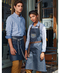 Tablier bavette denim effet ciré et simili cuir Division