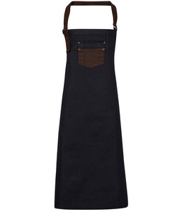 Tablier bavette denim effet ciré et simili cuir Division