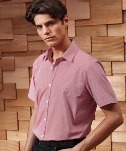 Chemise Homme manches courtes motif vichy micro-carreaux en coton