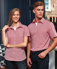 Charger l&#39;image dans la galerie, Chemise Homme manches courtes motif vichy micro-carreaux en coton