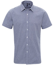 Charger l&#39;image dans la galerie, Chemise Homme manches courtes motif vichy micro-carreaux en coton