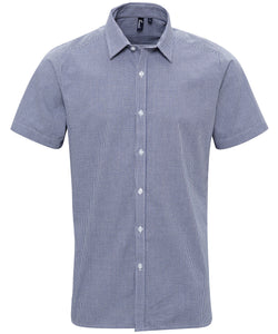 Chemise Homme manches courtes motif vichy micro-carreaux en coton