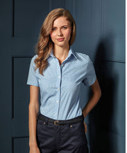 Charger l&#39;image dans la galerie, Chemise en coton à petits carreaux (Gingham) manches courtes femme