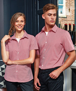 Chemise en coton à petits carreaux (Gingham) manches courtes femme