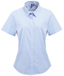 Chemise en coton à petits carreaux (Gingham) manches courtes femme